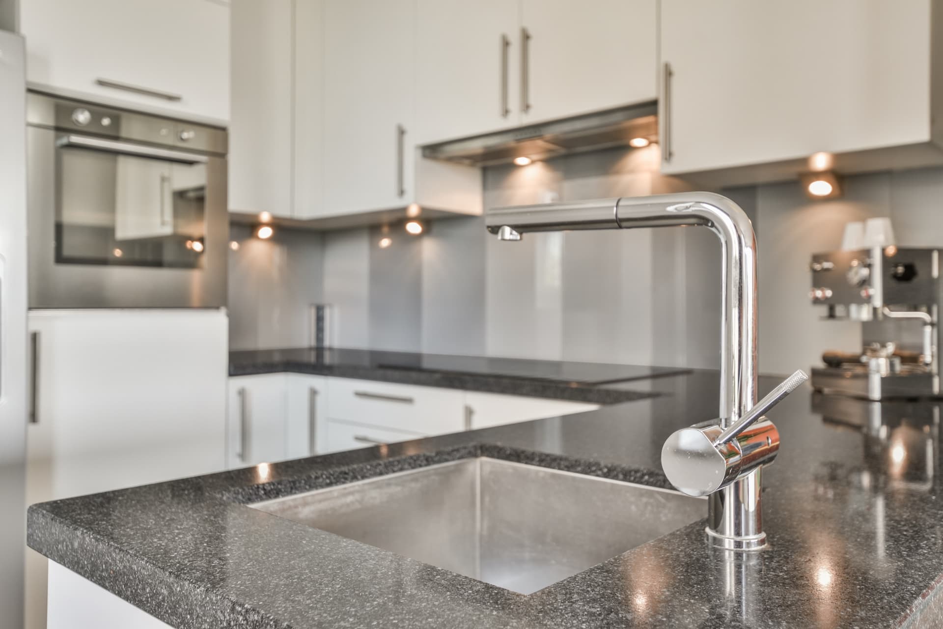 A bright, freshly cleaned kitchen with spotless counters and floors